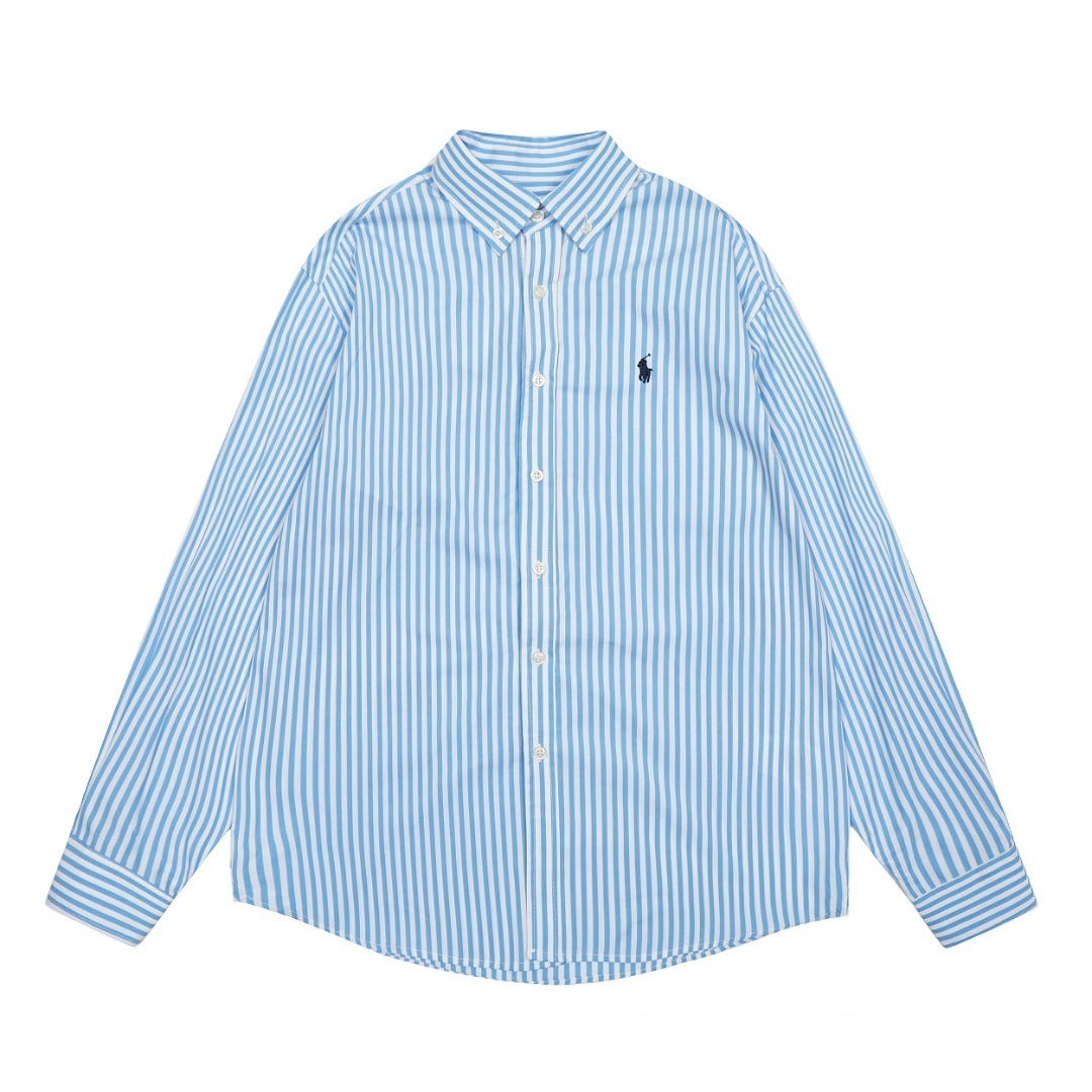 Polo Ralph Lauren Striped Garment-Dyed Oxford Shirt (Light Blue)
