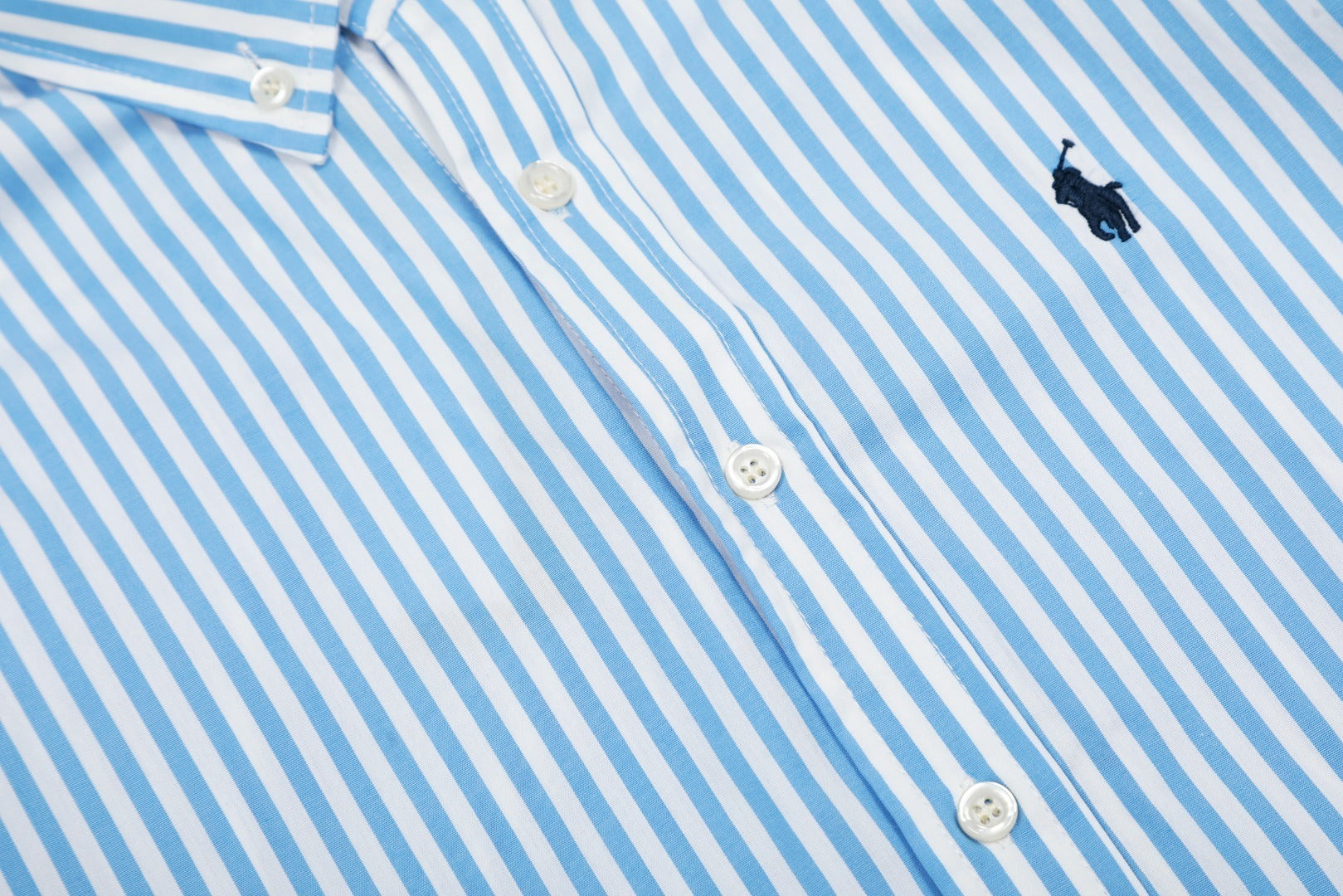 Polo Ralph Lauren Striped Garment-Dyed Oxford Shirt (Light Blue)